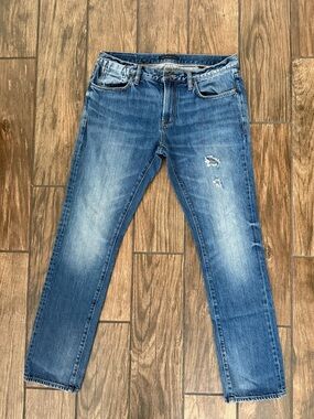 John Varvatos Bowery Jeans Men 33x32 Slim Straight Distressed Blue Denim